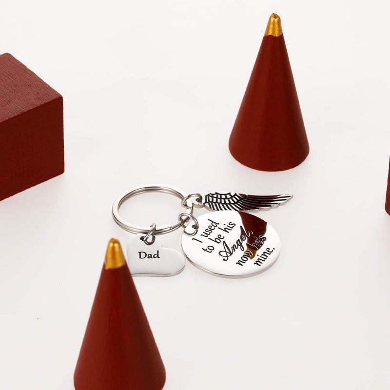 Vanlovemac Dad Memorial Gift Keychain for Loss of Father Daughter Son in Memory of Daddy Remembrance Jewelry Sympathy Gift I Used To Be His Angel Keyring - Image 4